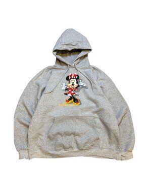 Vintage 90s Walt Disney World Minnie Mouse Gray Baggy Hoodie‎ Large
